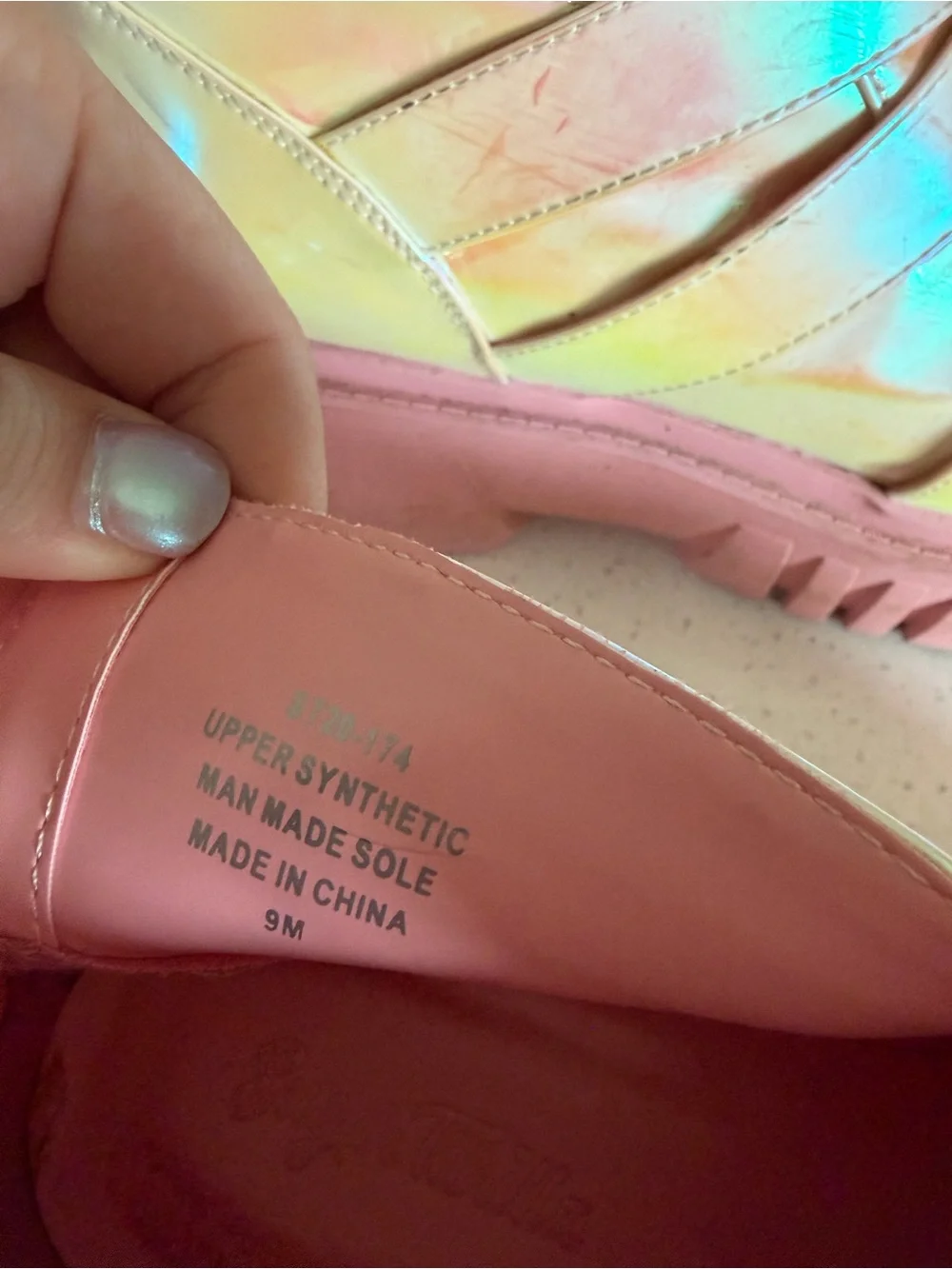 Sugar Thrillz Iridescent Pink Holographic Strappy Platform Boots